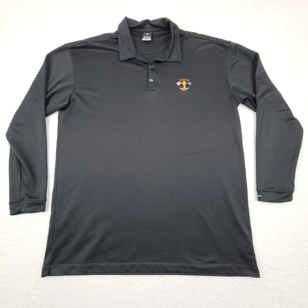 Nike Golf Sphere Dry Pebble Beach Polo Mens XXL Black Long‎ Sleeve READ